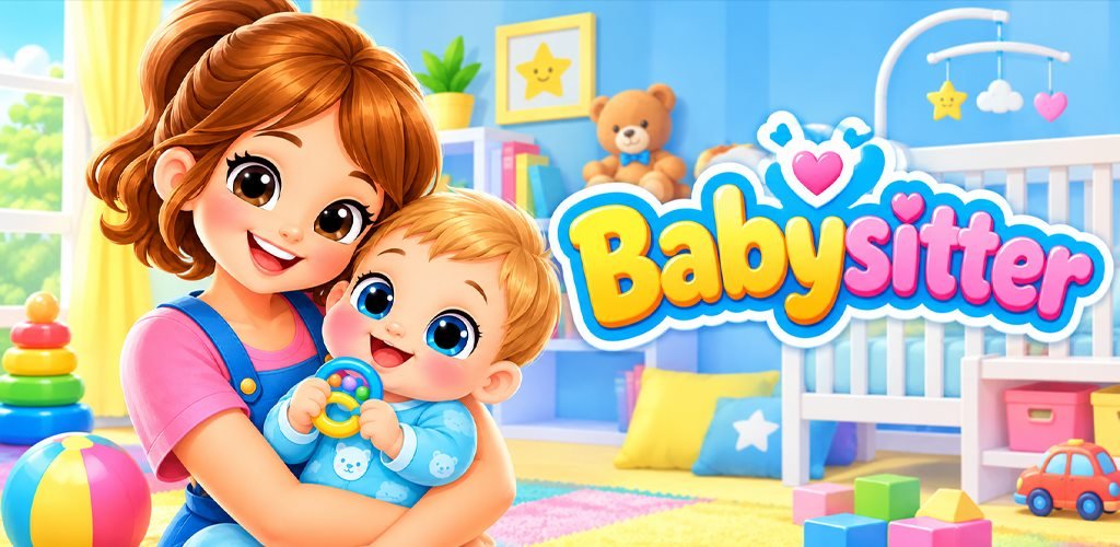 Cover artwork of BabySitter, showing a smiling babysitter holding a baby in a nursery and the title Babysitter